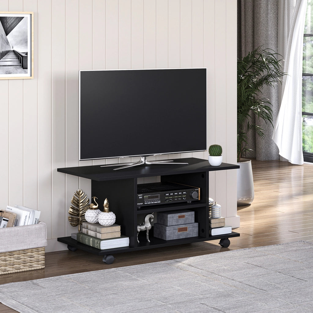 Mobile TV con ruote e ripiani ¨C zephmum ¨C 80x40x40 cm nero