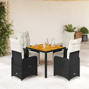 Set Bistrò da Giardino 5 pz con Cuscini in Polyrattan Nero 3277128
