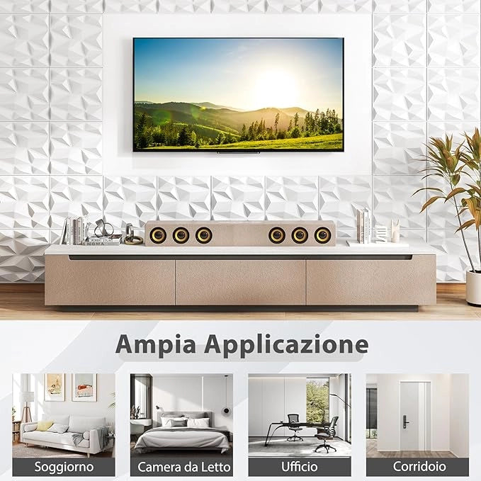 100 Pezzi 3D Pannelli Murali 30 x 30 cm, Pannello da Parete 3D Diamante, Decorazione Interna da Parete in PVC, 9 m², per Soggiorno Camera da Letto (9㎡,Bianco)