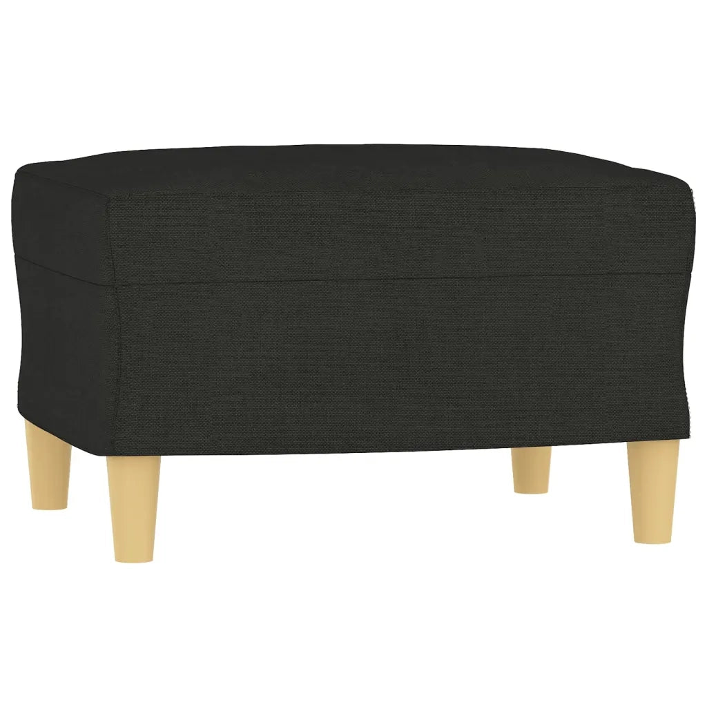 Set di Divani 3 pz con Cuscini Nero in Tessuto