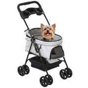 Carrello per Cani Piccoli con Ruote, Cestino e Finestra ¨C Minimal ¨C Grigio 67x45x96 cm