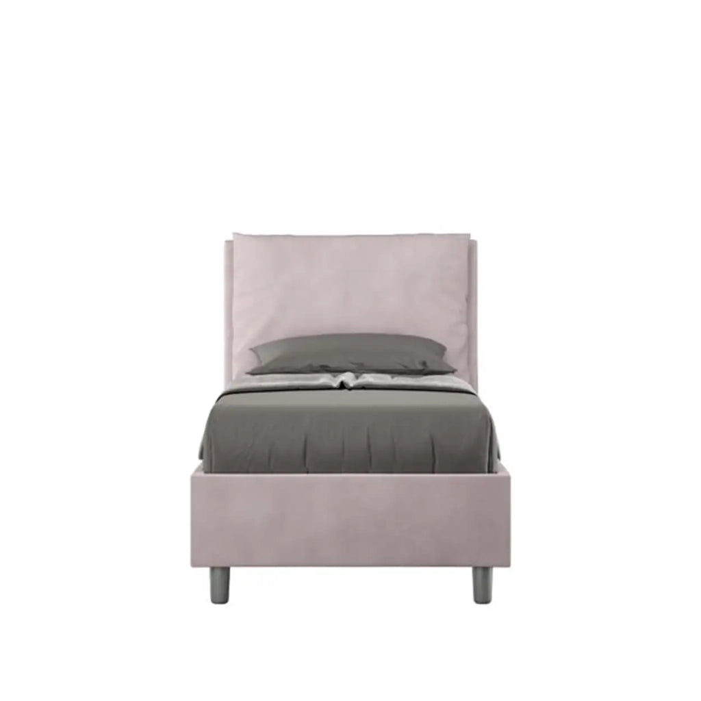 Letto singolo senza rete imbottito 80x190 microfibra glicine Antea