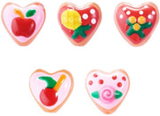 Grossi Millefiori in Vetro Lampwork con Forma a Cuore - 5 Pezzi - Dimensione 13,5 mm