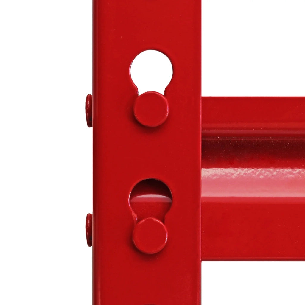 Set Scaffali Metallici ad Angolo 3 Pezzi 90x45x183 cm 5 Ripiani Rosso