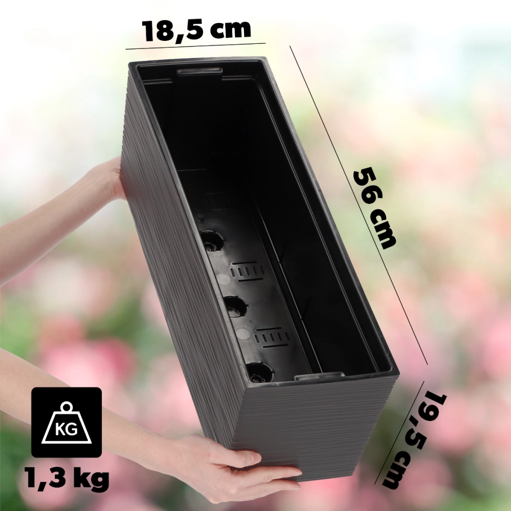 Vaso da fiori KADAX per balcone con supporto per fiori integrato per balaustra, 19x56 cm