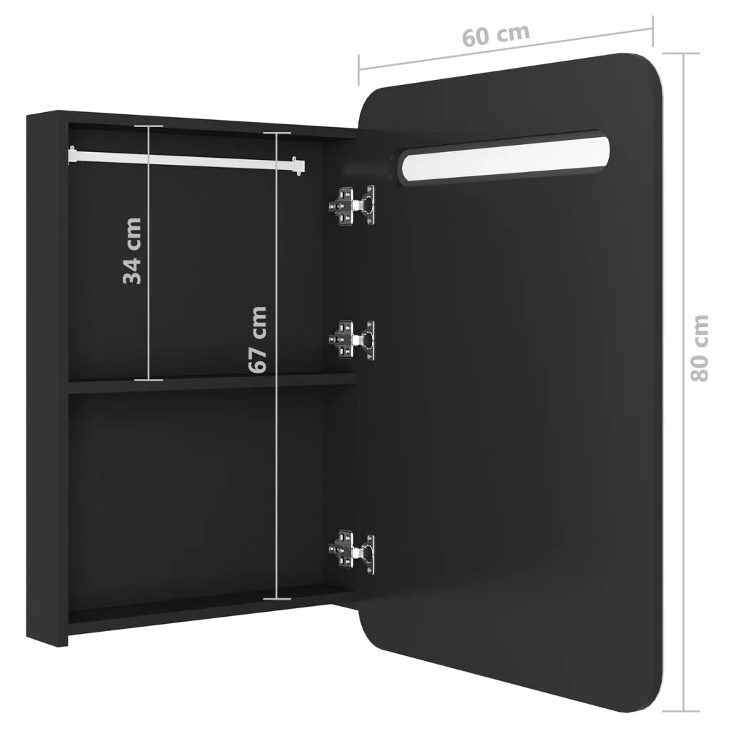 Armadietto a Specchio | Armadio da bagno con LED Nero 60x11x80 cm in MDF