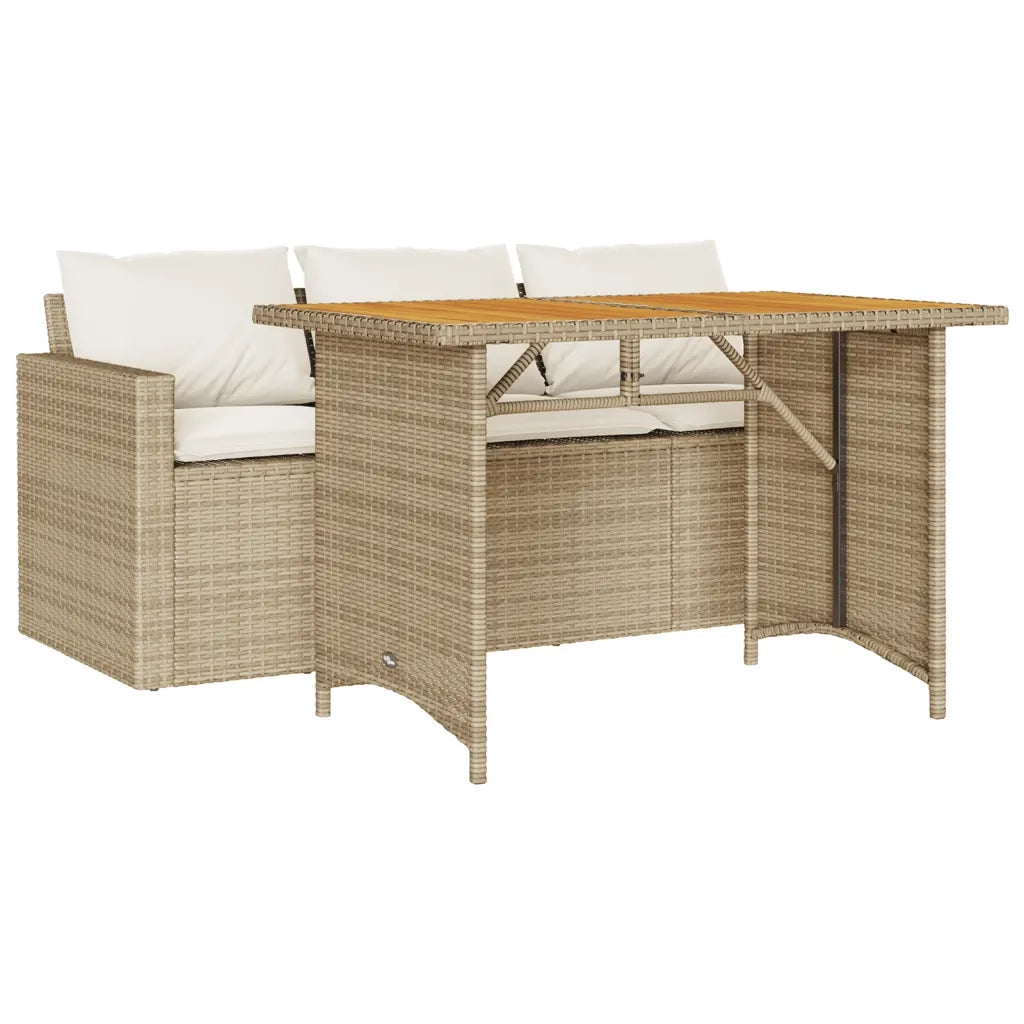 Set da Pranzo da Giardino 2 pz con Cuscini Beige in Polyrattan 366338