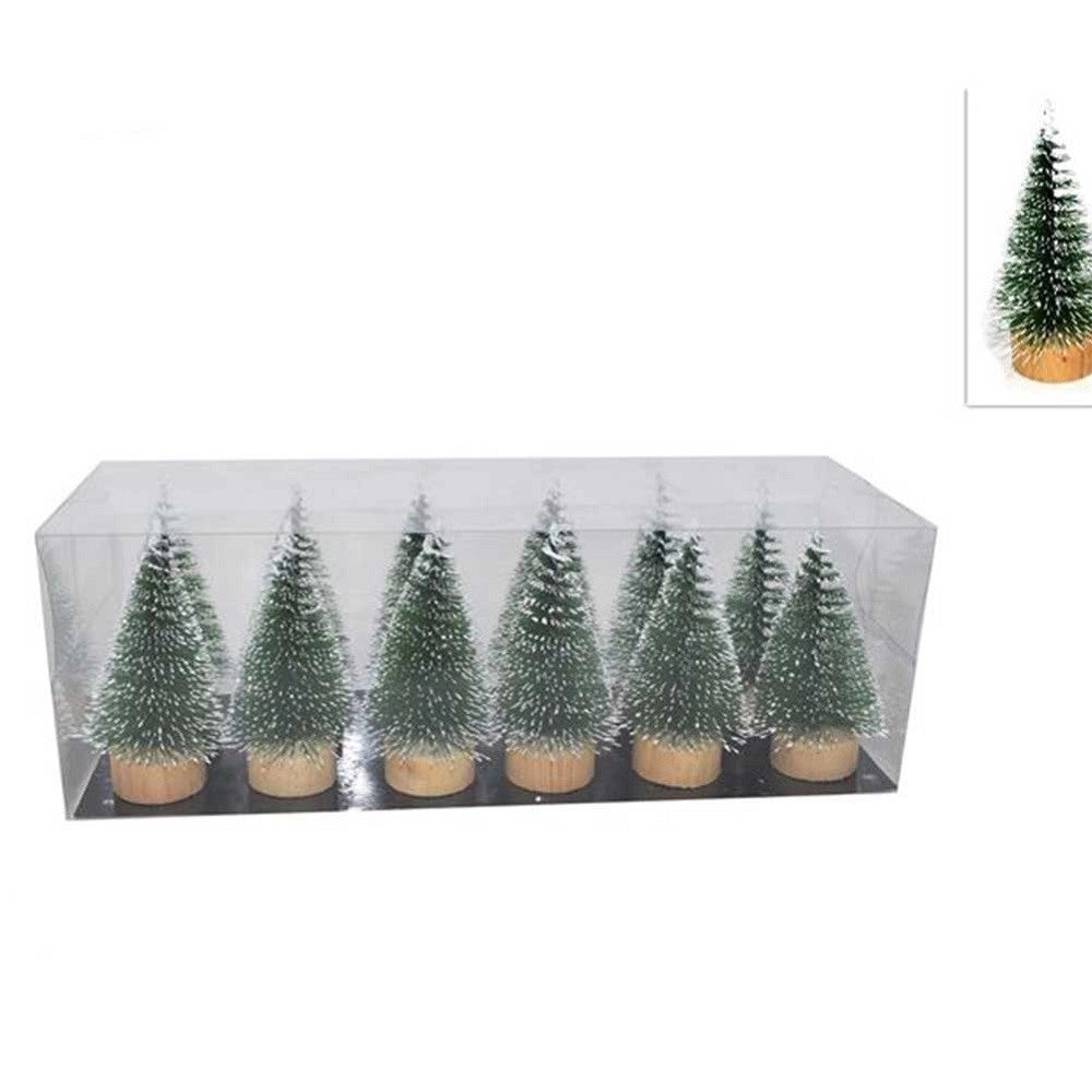 Trade Shop - Set 6 Alberelli Innevati Mini Albero Di Natale 23cm Decorazioni Addobbi Natalizi -