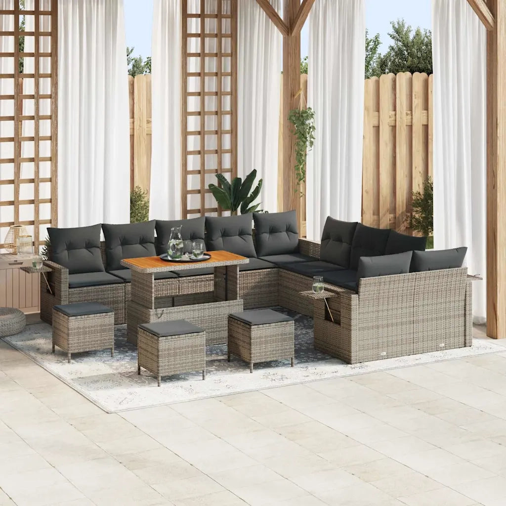 Set Divano da Giardino con cuscino 14 pcs Grigio polyrattan 3363763