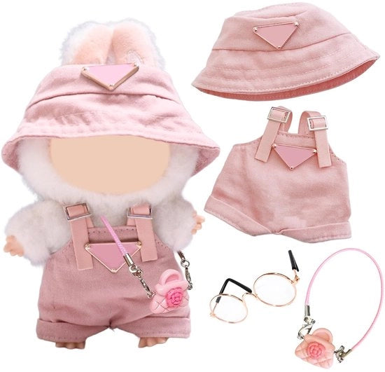 Abbigliamento per Bamboline - Jumpsuit con Cinture Adattabili - Cappello - Occhiali - Fioretti per Capelli - Tessuto Premium Polyester - Accessori Manuali - Outfit per Bamboline