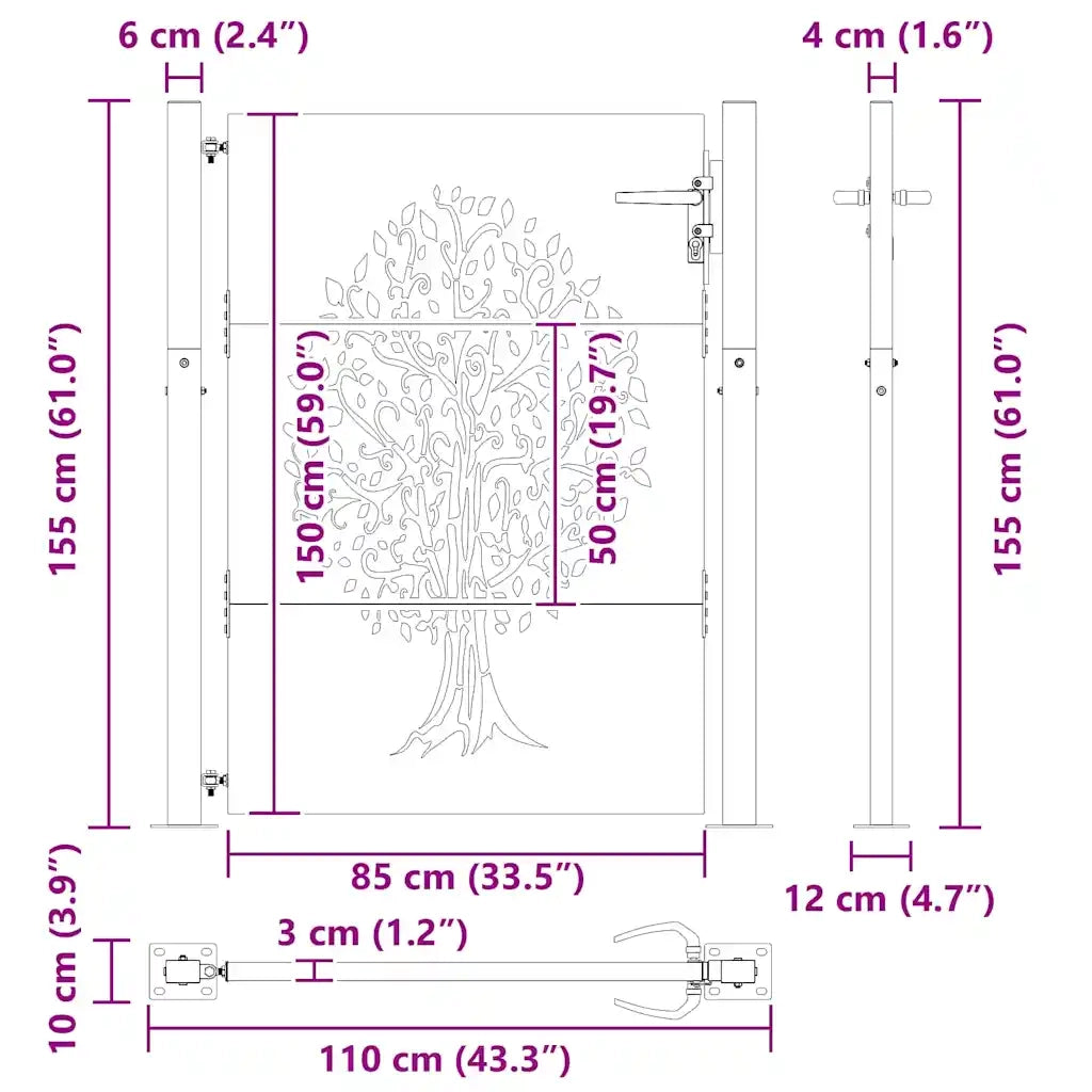 Cancello da giardino con blocco Nero 110 x 155 cm 42015886