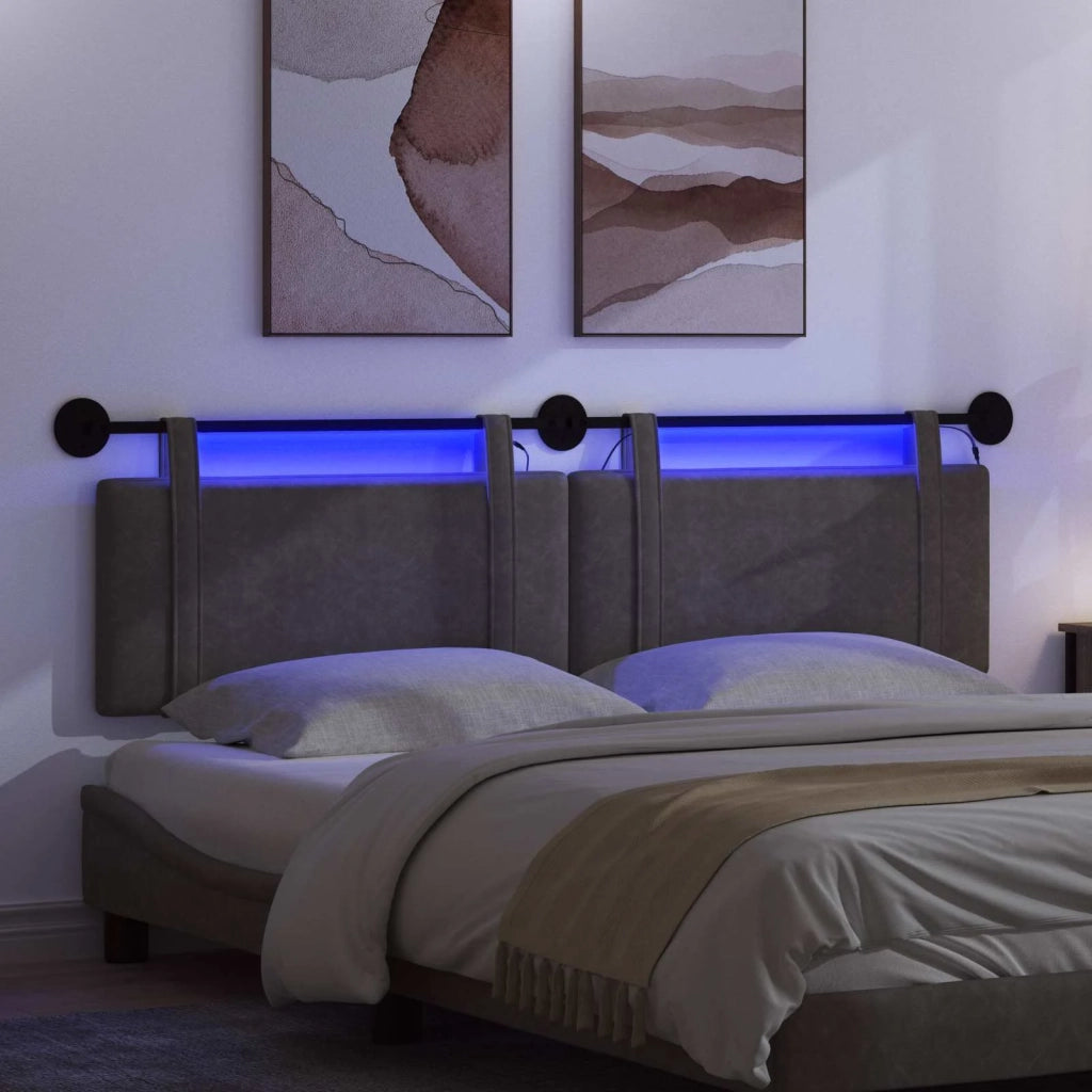 Testiera sospesa Con luce LED Nero PU Antico 3424009