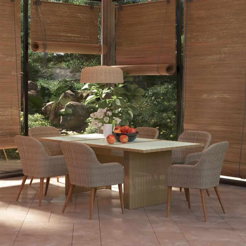 Set da Pranzo da Giardino 7 pz in Polyrattan Marrone