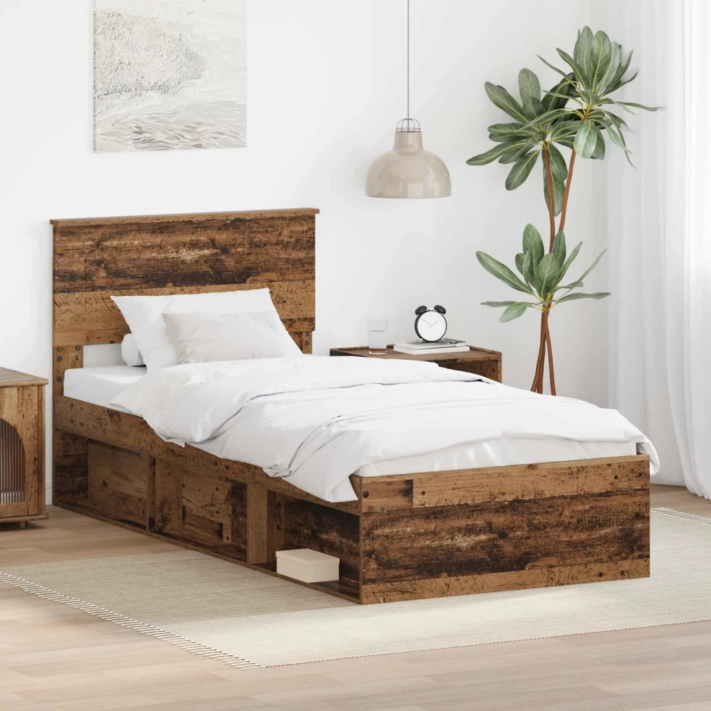 Struttura del letto con testiera Legno vecchio 100 x 200 cm