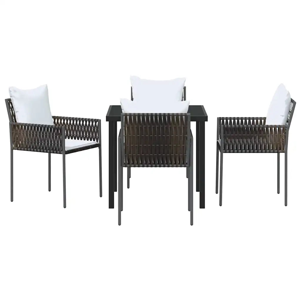 Set da Pranzo per Giardino 5 pcs Marrone e Nero Rattan in PE 3379094