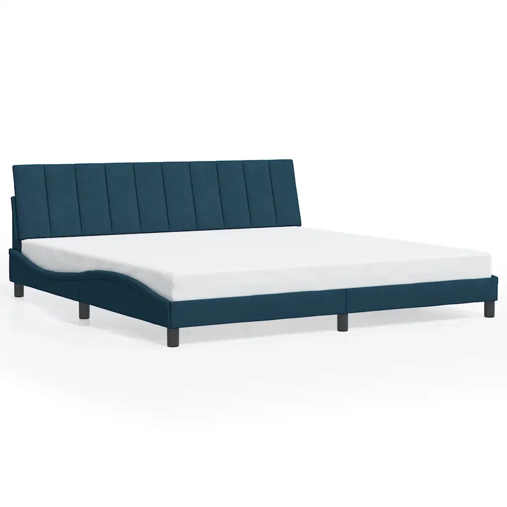 Letto matrimoniale | Letto per adulti | Giroletto senza Materasso Hanko Blu 200x200 cm in Velluto