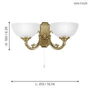 Applique Vintage Savoy Metallo Ottone Brunito 2 Luci E14