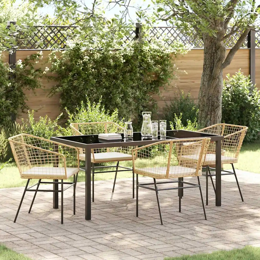 Set da Pranzo per Giardino 5 pcs Marrone polyrattan