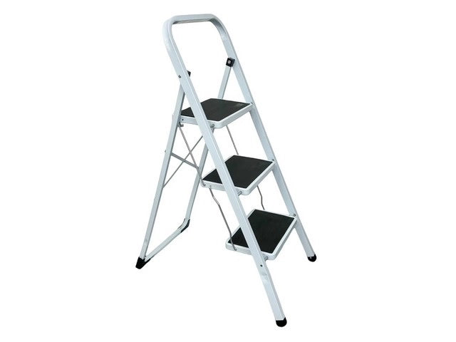 Sgabello Scala Scaletto in Metallo Tappetini Antiscivolo Stefy 3 Gradini