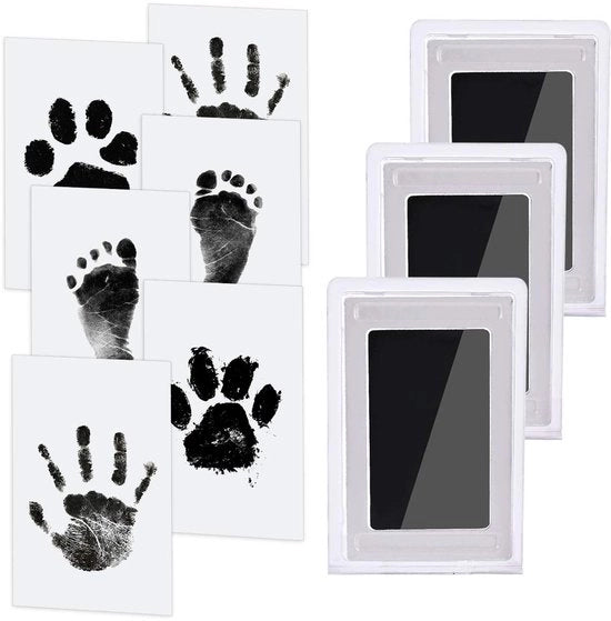 Set di impronte per bambini e animali domestici, 5 lastre senza inchiostro per impronte di piedi e mani, 10 fogli di impronta, kit per impronte di piedi dei bambini, sicuro e non tossico per piedi e mani, ricordo di famiglia - Nero