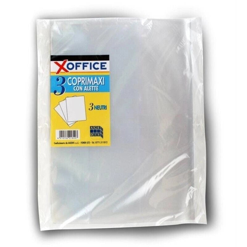 COPRI QUADERNO MAXI CON ALETTE 3PZ TRASPARENTE