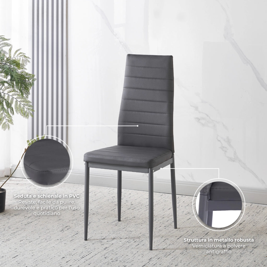 Set Sedie da Pranzo 4 o 6 Pezzi, Sedie Moderne Imbottite per Cucina Soggiorno Sala da Pranzo, Facile Montaggio con Gambe Robuste, Rivestimento in Pelle Sintetica  Grigio - 4 Pezzi