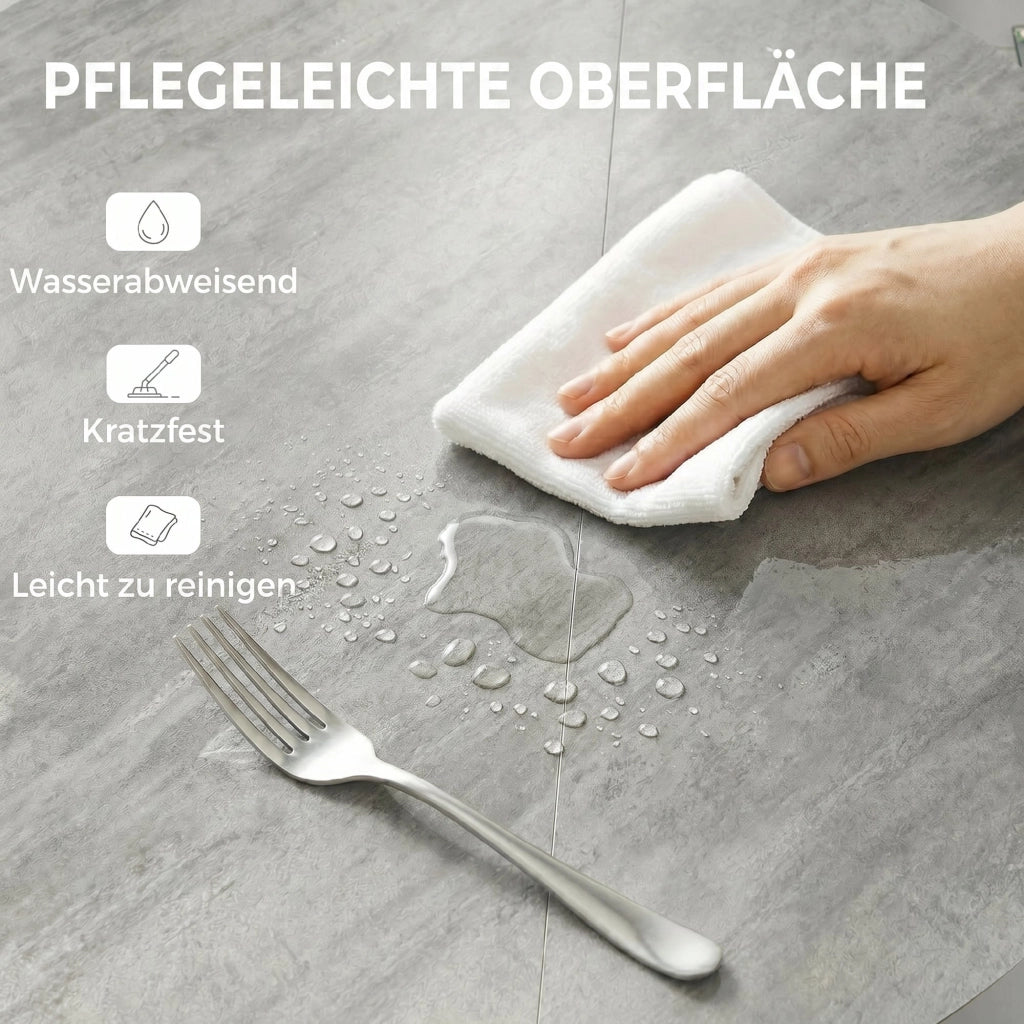 Tavolo da pranzo allungabile rotondo pieghevole ¨C Minimal ¨C cemento grigio 90x200