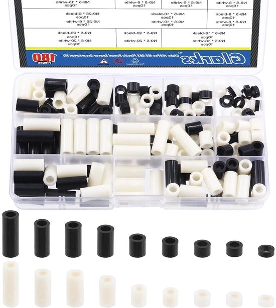 180 pezzi di supporto a distanza in nylon, kit assortito per viti M5
