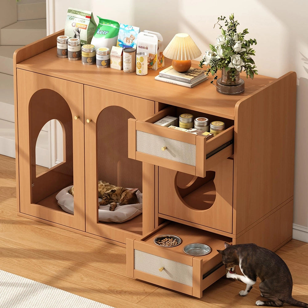 Casa gatti+lettiera - Xylo - 120x45x83cm noyer multifunzione