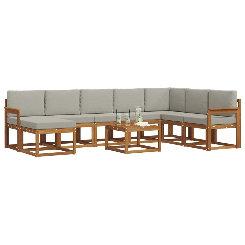 Set di divani da esterno 9 pcs Grigio Naturale e Chiaro 3366839