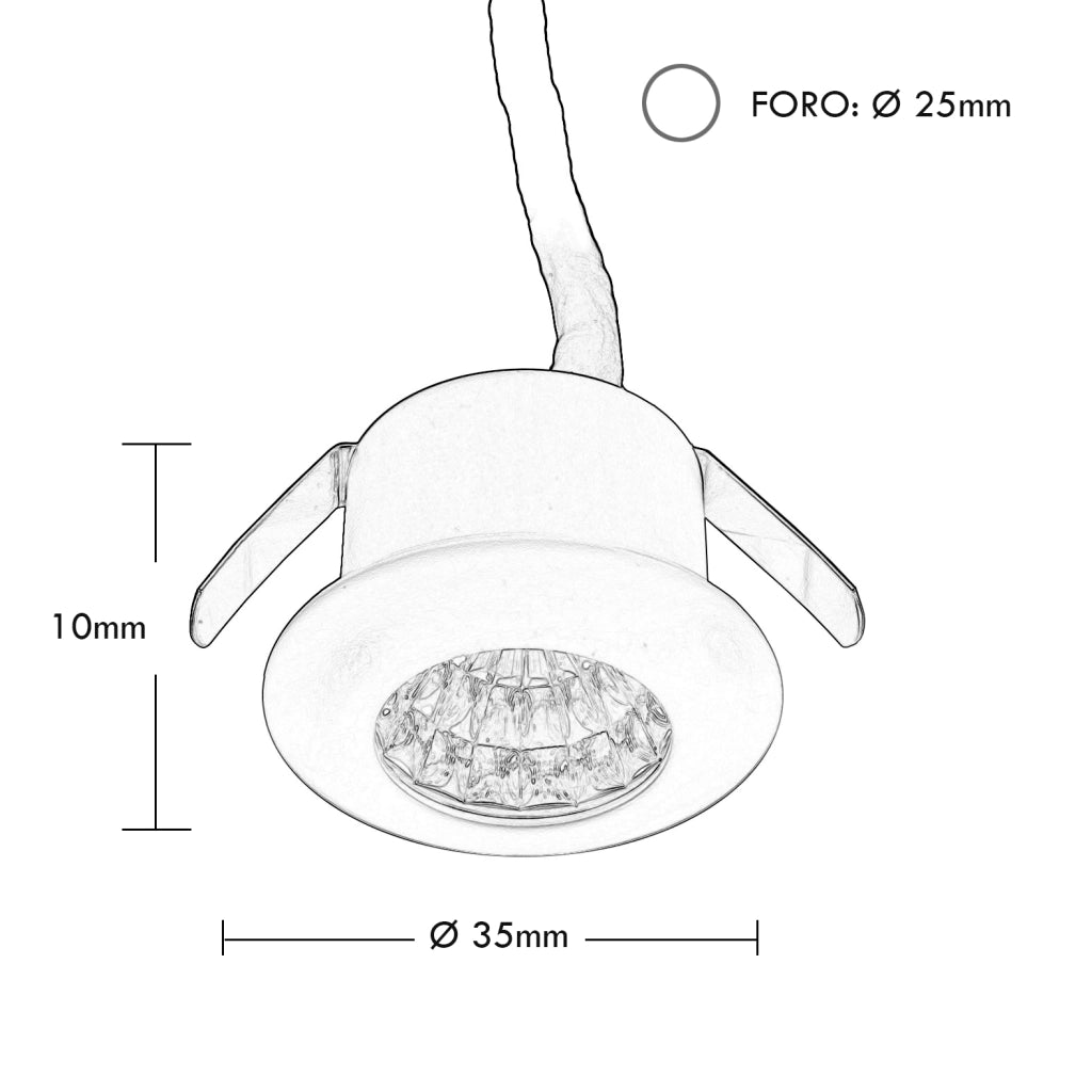 Mini faretto LED RGB RGBW SPOT incasso 25mm 2W 24V sincronizzabile DMX512 punto luce cromoterapia 5 fili RGB+3000K