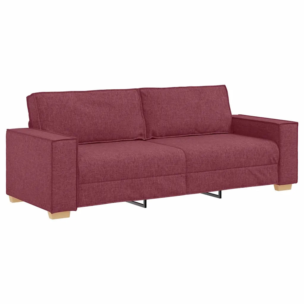 Divano 3 pcs Rosso Vino 220 x 80 x 84 cm Tessuto misto lino 3324612