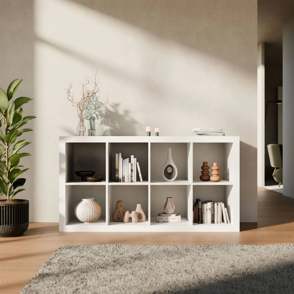 Libreria a 4 livelli con 8 scomparti, bianco