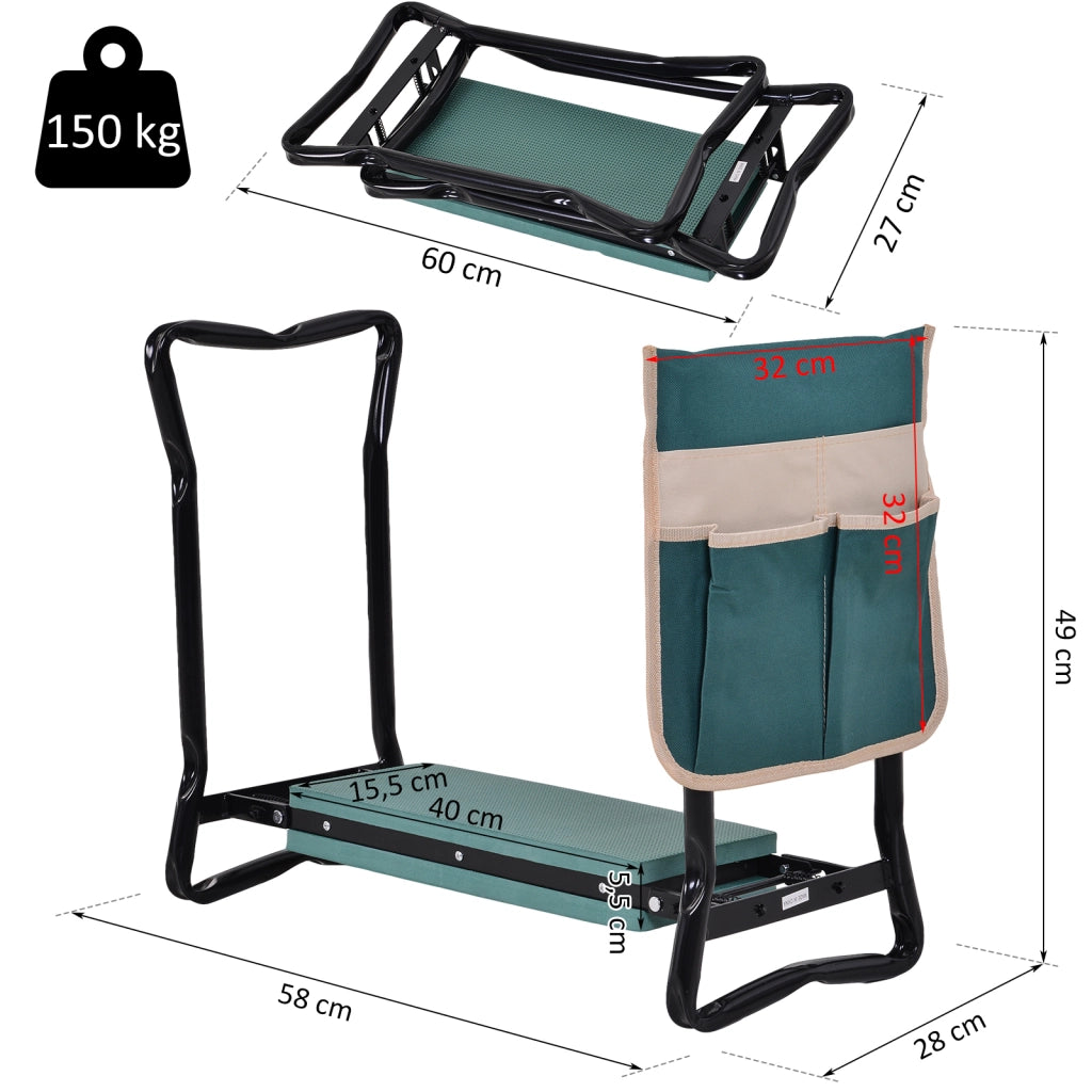 Panca da Giardino Pieghevole 2 in 1 con Cuscini ¨C Minimal ¨C Verde e Nero