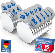 Set di Magneti Neodymium con Adesivo 3M Maxi-Pack 15 pezzi (30x3mm) | con Pads Adesivi Magnetici 3M | Magneti Potenti per Uffici, Tavole Bianche, Foto e Frigoriferi