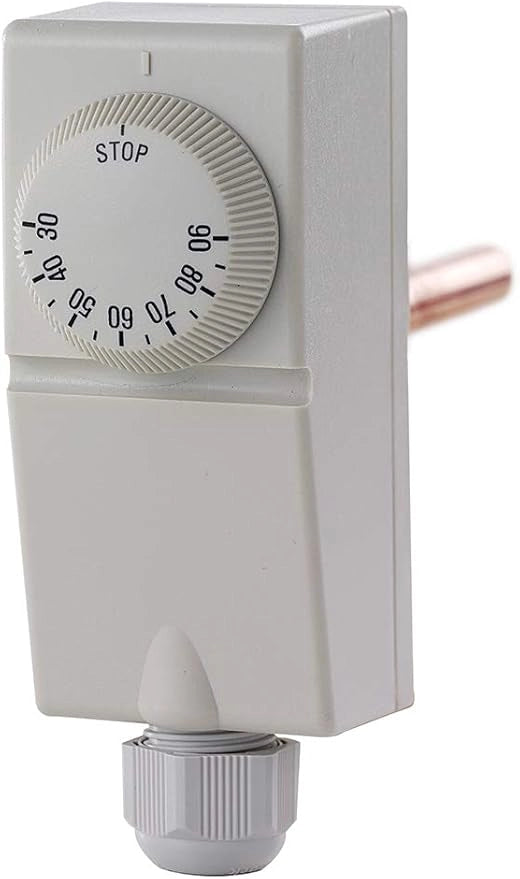 TERMOSTATO AD IMMERSIONE TURE 10 elettromeccanico in custodia plastica, ad immersione, regolabile da 30 a 90°C, lunghezza 10 cm
