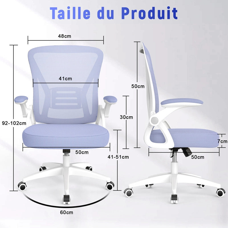 Sedia da ufficio ergonomica HAMLODY - con rotelle - Schienale regolabile con supporto lombare - Altezza regolabile - Viola