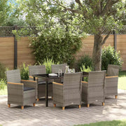 Set da Pranzo per Giardino 7 pcs Grigio polyrattan