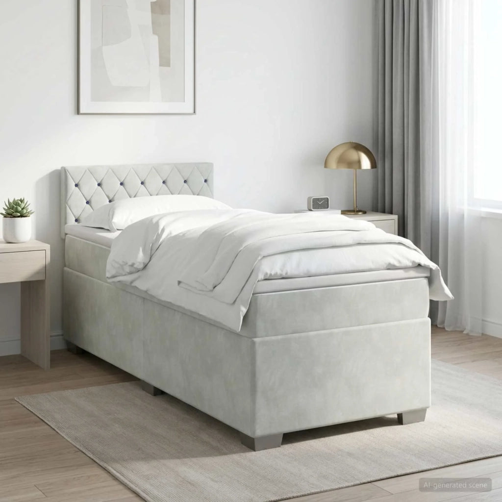 Letto box spring con materasso Grigio Chiaro 90 x 190 cm 3450614