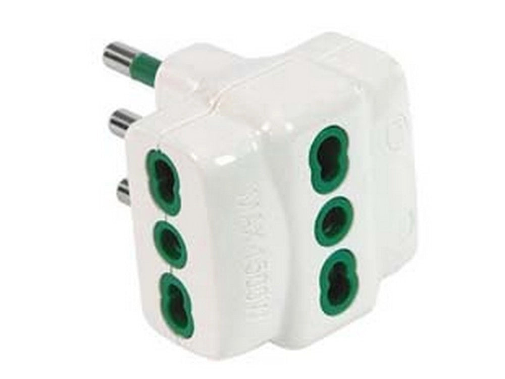 10pz adattatore triplo bipasso 2 poli + terra 16a bianco "linea garanti" bianco cod:ferx.fer419819