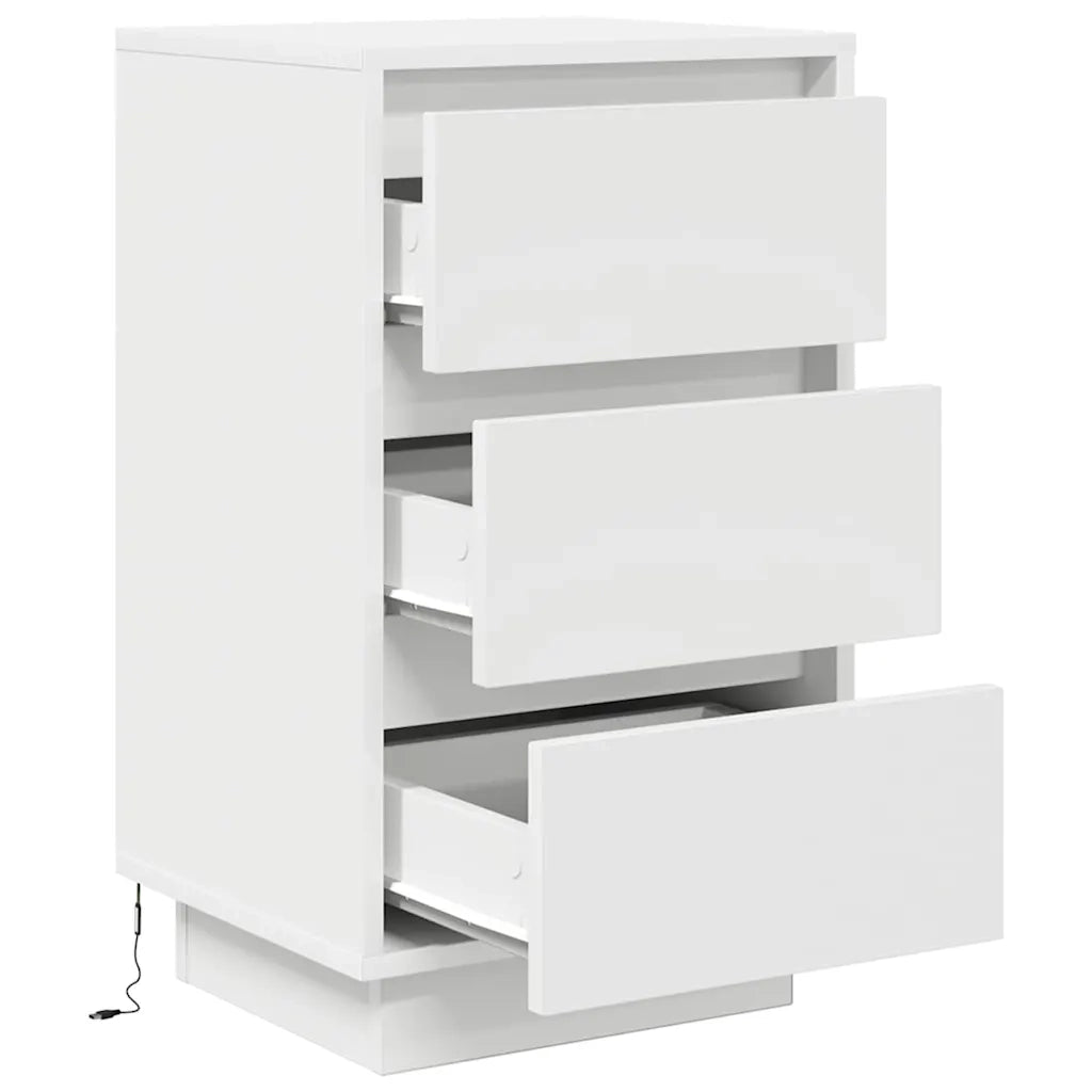 Comodini | Armadio da Notte | Mobiletto da notte con Luci LED Bianco 38x34x65 cm