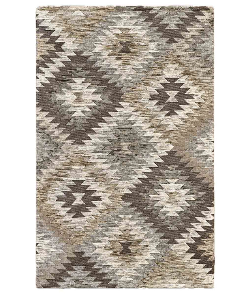 Passatoia moderna AVANA BEIGE contemporaneo geometrico etnico kilim, tappetino multiuso lavabile anti-scivolo cm.55x80