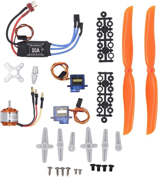Set di accessori per modelli aerei completo - Motor senza batteria A2212 1400KV - Servomotori SG90 9G - Eliche 8060 - Lega di alluminio - Servo affidabile - Aeromodelli RC