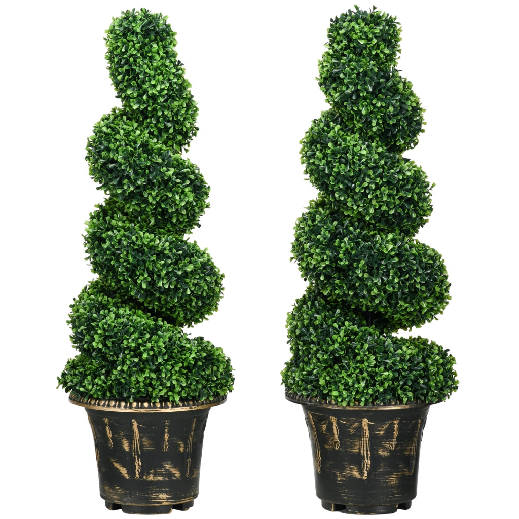 Piante Artificiali Bosso Spirale ¨C Xylo ¨C Set 2 Pezzi con Vaso Verde 90cm