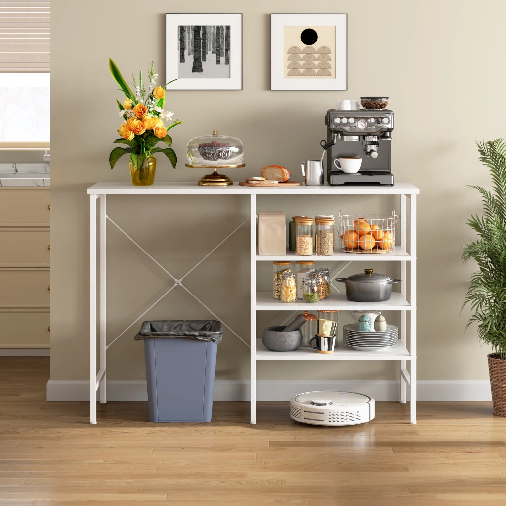 Tavolo organizer modulabile in MDF e metallo bianco