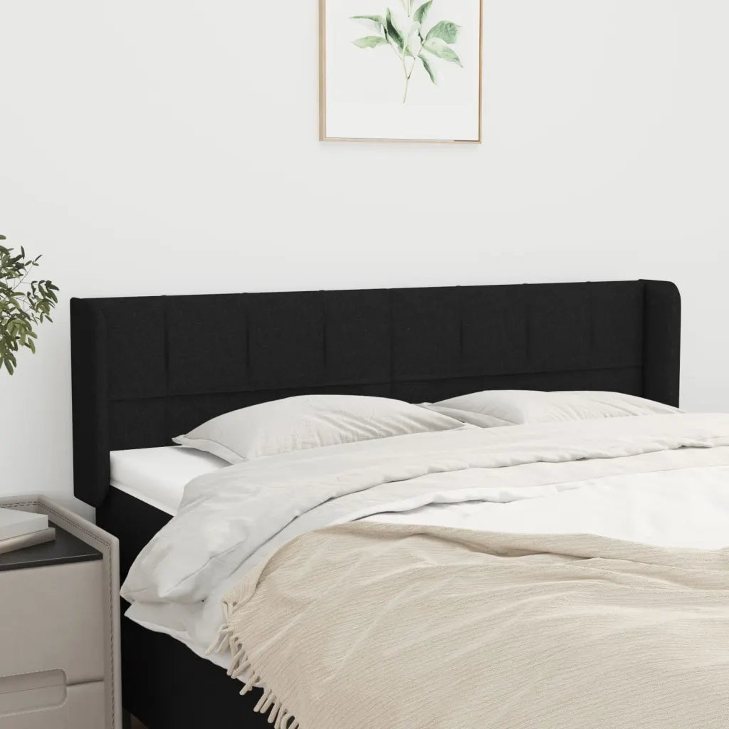 Testiera ad Orecchio-Testata con Orecchie Nera 147x16x78/88 cm in Tessuto 191997