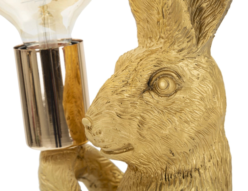 Lampada da tavolo forma di coniglio con luce in mano 13x17x35.5cm Rabbit dorato