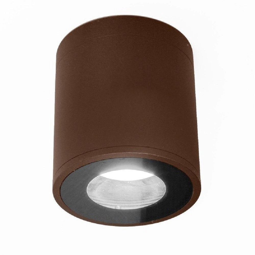 Trade Shop - Faretto Lampada Soffitto Attacco Gu10 Plafoniera Tonda Esterno Led Impermeabile - Marrone