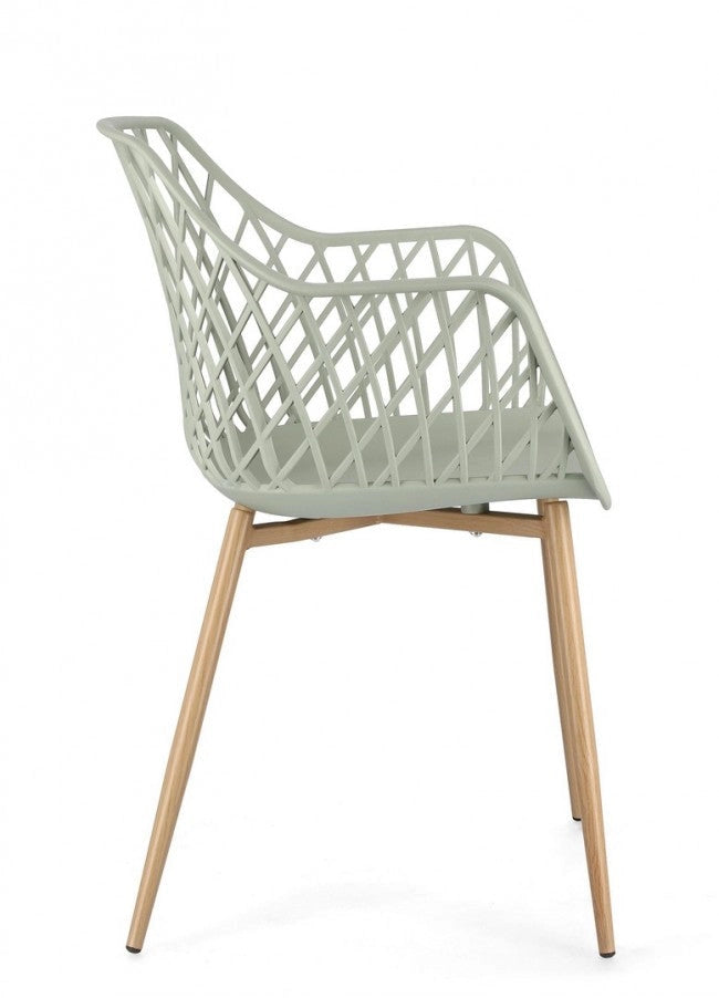 Set 4 Sedie 58x54x85,5 cm Optik in Plastica Verde