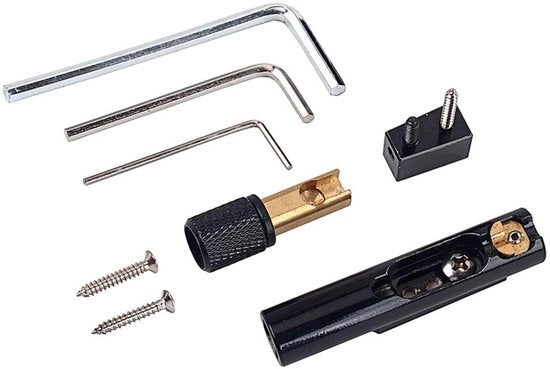 Set di 5 Corde per Chitarra Basso - Ponte senza Testa - Maniglia di Acciaio - Ponte in Ottone - Dimensioni 80x13mm - Incluso 1 Set - Ponte per Chitarra Basso
